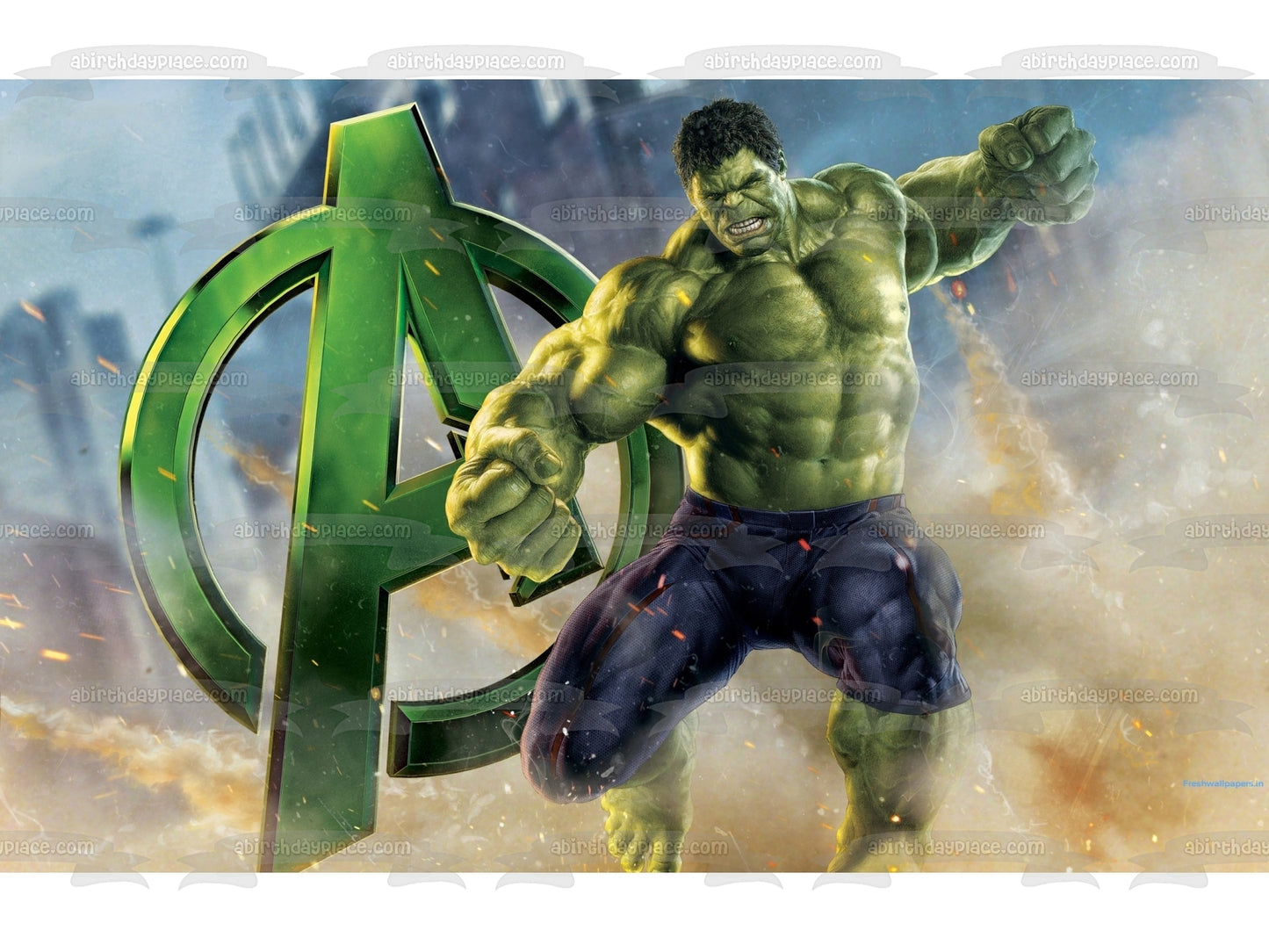 Avengers Logo The Hulk Edible Cake Topper Image ABPID05062