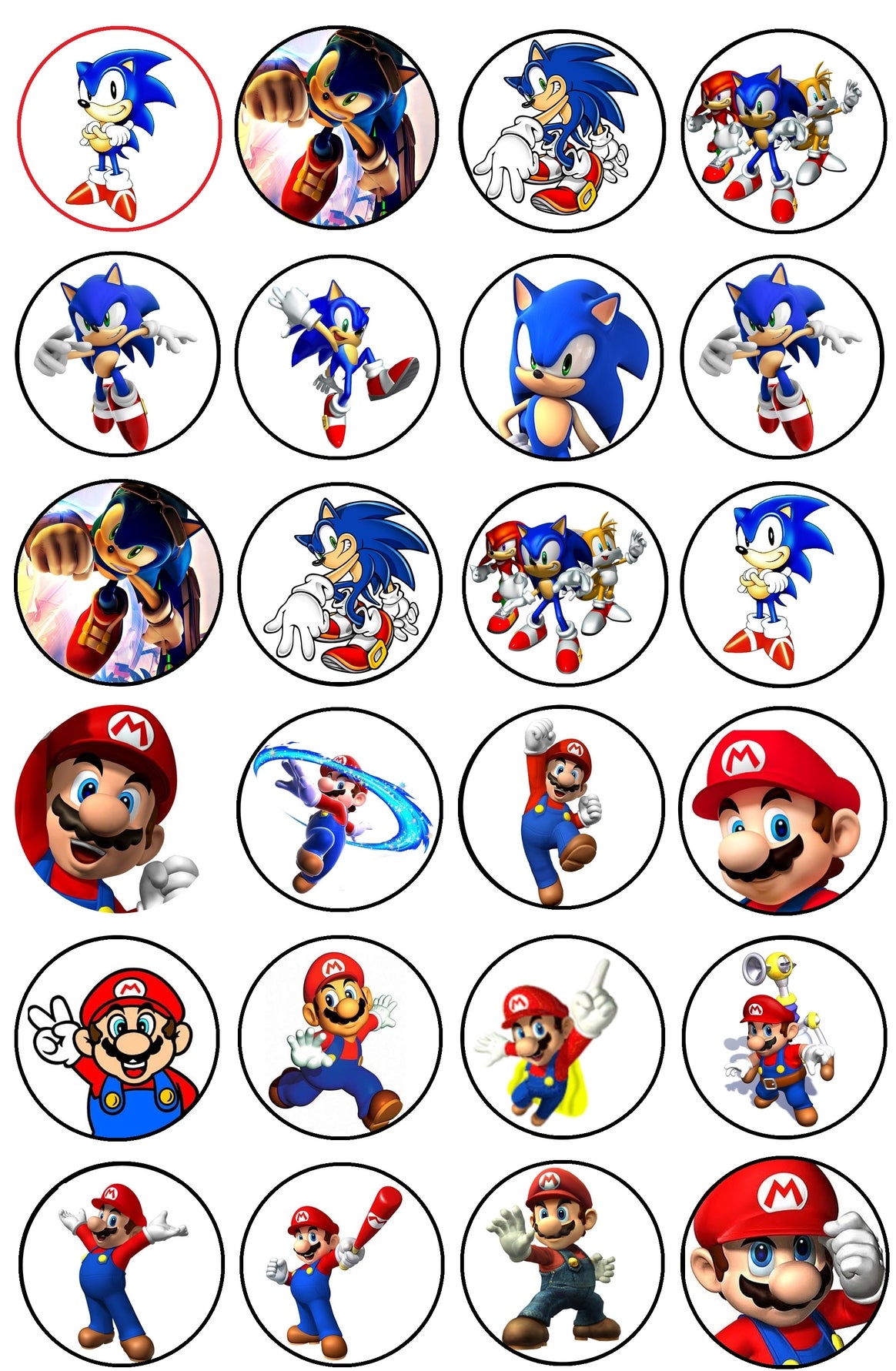 Mario and sonic Birthday Cake topper Edible picture sugar sheet