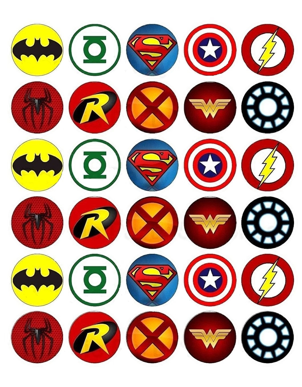 Superhero Logos Superman Captain America the Flash Edible Cupcake Topper Images ABPID05197