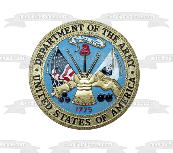 United States Military Department of the Army Seal Flag Edible Cake Topper Image ABPID05225