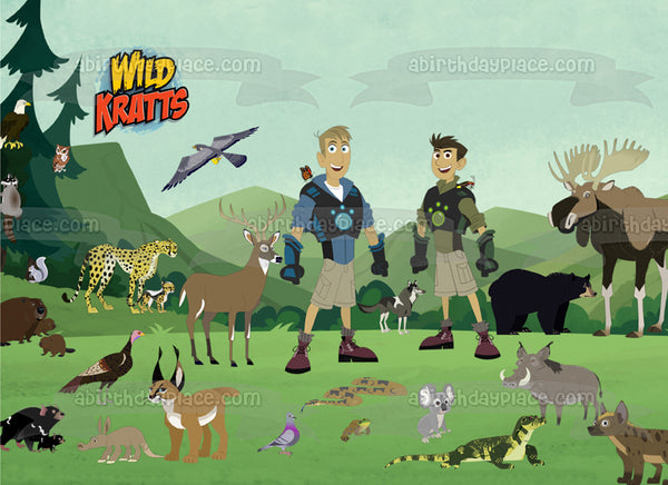 Wild Kratts Chris Kratt Martin Kratt and Wildlife Edible Cake Topper Image ABPID05268