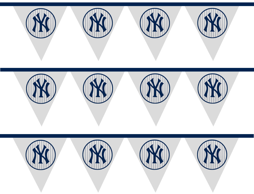 American Baseball League New York Yankee Logo and Pennant Edible Cake Topper Image Strips ABPID05329