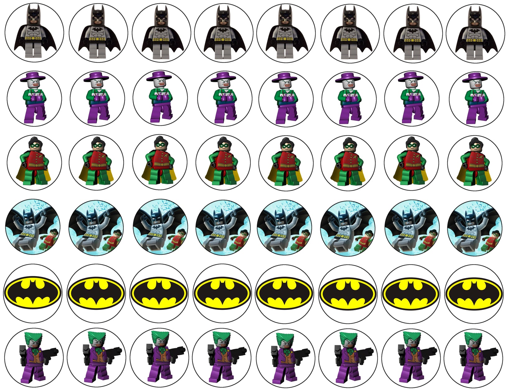LEGO Batman Logo the Joker Robin Edible Cupcake Topper Images ABPID05400