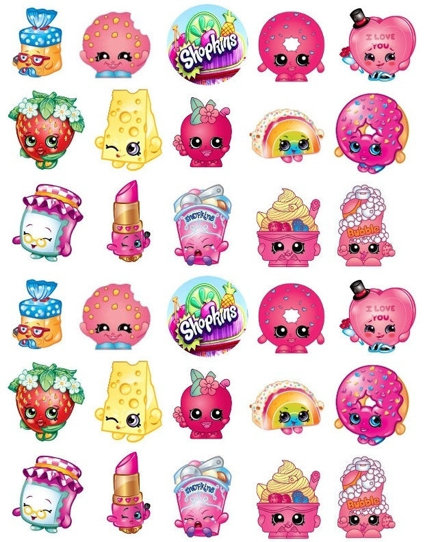 Shopkins Logo Strawberry Kiss Lippy Lips Apple Blossom Edible Cupcake Topper Images ABPID05509