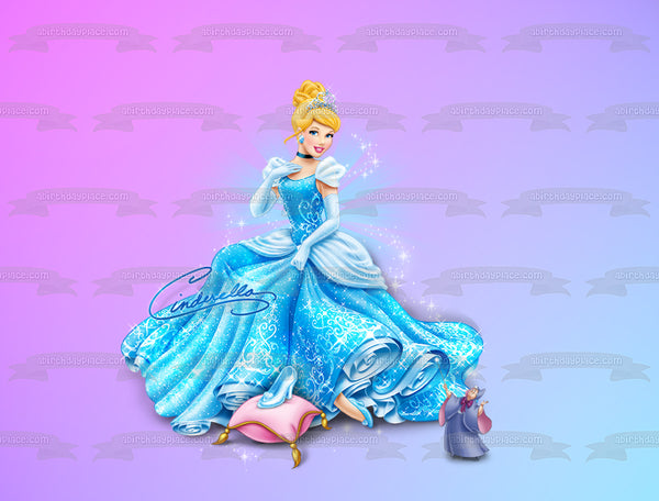 Cinderella Ball Gown Fairy Godmother Edible Cake Topper Image ABPID05516
