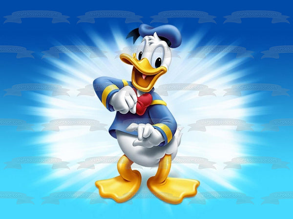 Mickey Mouse Club Donald Duck with a Blue Background Edible Cake Topper Image ABPID05519