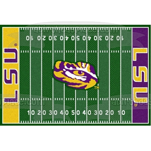 Louisiana State University Tigers Logo and Football Field Edible Cake Topper Image ABPID05564