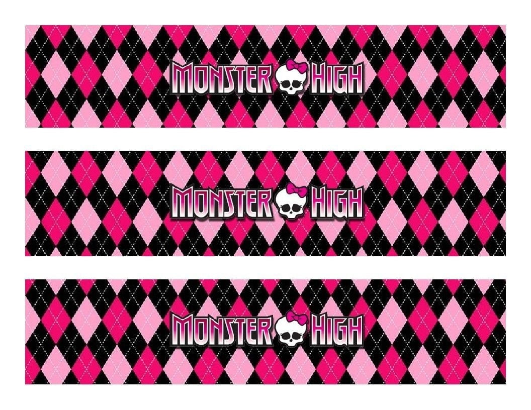 Monster High Logo Argyle Pattern Edible Cake Topper Image Strips ABPID05675