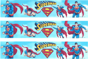 DC Comics Superman Logo Flying Blue Background Edible Cake Topper Image Strips ABPID05678
