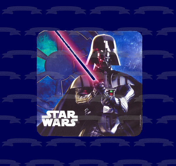 Star Wars Darth Vader and His Lightsaber Edible Cake Topper Image ABPID05739