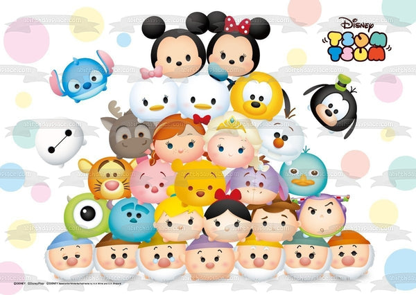 Tsum Tsum Mickey Minnie Donald Daisy and Goofy Edible Cake Topper Image ABPID05797