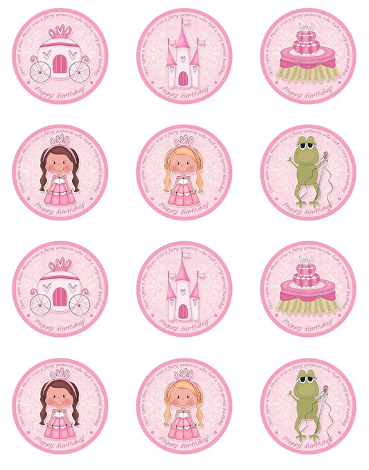 Happy Birthday Princesses Frog and a Cake Edible Cupcake Topper Images ABPID05825