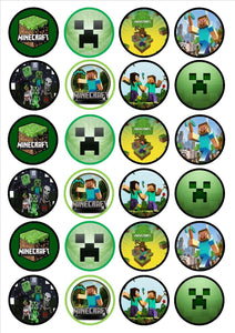 Minecraft Logo Steve Alex Skeleton Edible Cupcake Topper Images ABPID05842