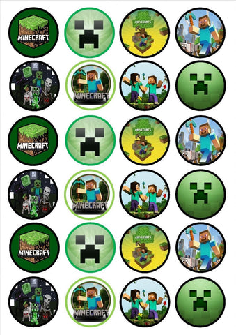Minecraft Logo Steve Alex Skeleton Edible Cupcake Topper Images ABPID05842