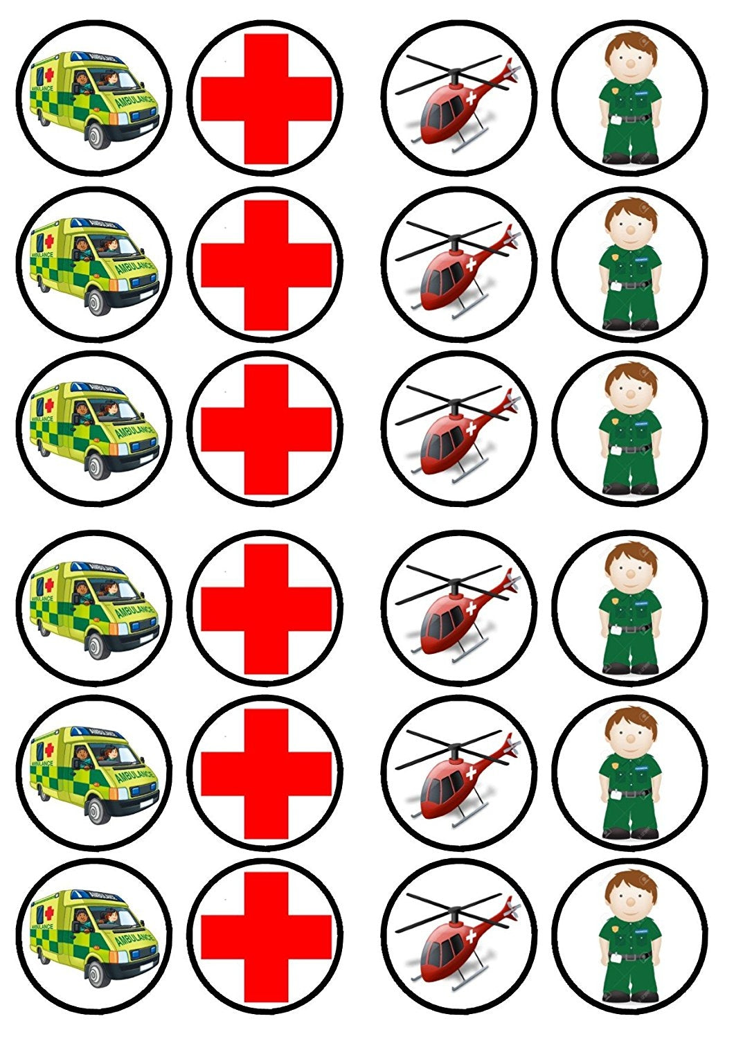 First Aid Ambulance Doctor Helicopter Edible Cupcake Topper Images ABPID05844