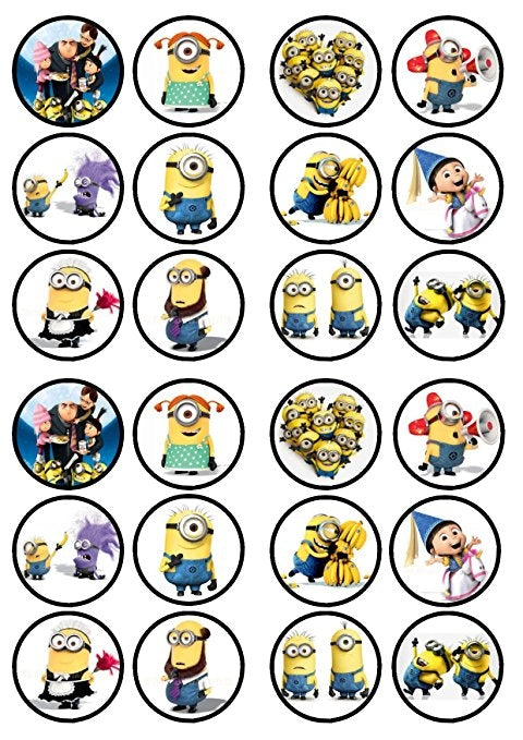 Despicable Me Minions Gru Agnes Margo Edith Stuart y Bob Imágenes comestibles para cupcakes ABPID05880 