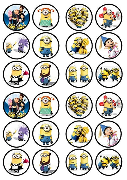 Despicable Me Minions Gru Agnes Margo Edith Stuart and Bob Edible Cupcake Topper Images ABPID05880