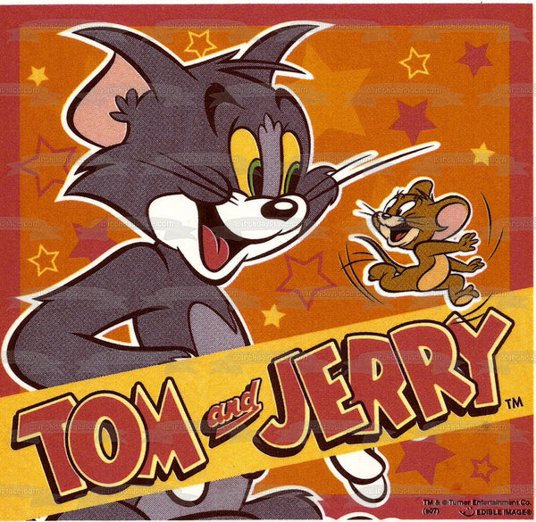 Tom and Jerry with a Starry Background Edible Cake Topper Image ABPID05908