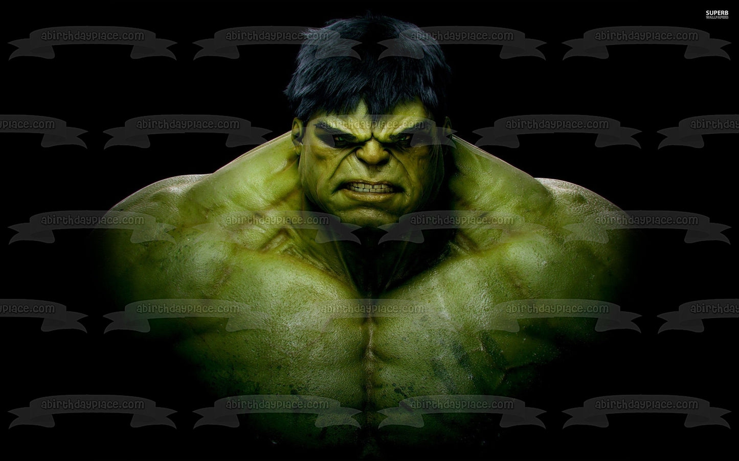 The Incredible Hulk Angry with a  Black Background Edible Cake Topper Image ABPID05997
