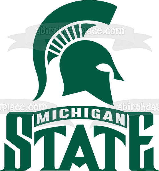 Michigan State University Hockey Spartans Logo Edible Cake Topper Image ABPID06037