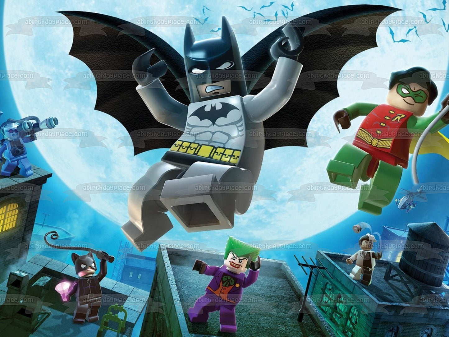 Adorno comestible para tarta LEGO Batman Robin Joker y Catwoman Imagen ABPID06124 