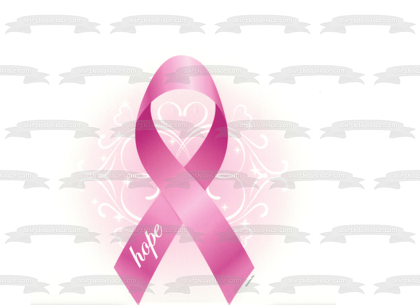 Breast Cancer Awareness Pink Ribbon Edible Cake Topper Image ABPID06142