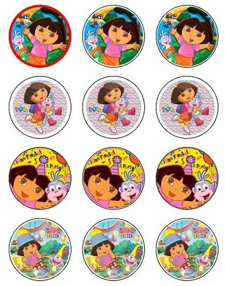 Dora the Explorer Boots Swiper Backpack Party Hats Edible Cupcake Topper Images ABPID06246