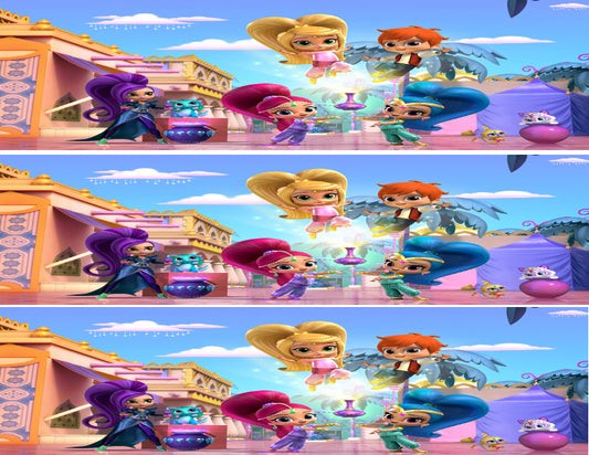 Shimmer y Shine Zeta la hechicera Zac y sus mascotas Tiras de imágenes comestibles para decoración de tartas ABPID06309