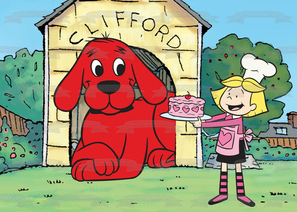 Clifford the Big Red Dog Emily with a  Cake Edible Cake Topper Image ABPID06335