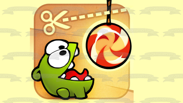 Cut the Rope Om Nom and a Lollipop Edible Cake Topper Image ABPID06341