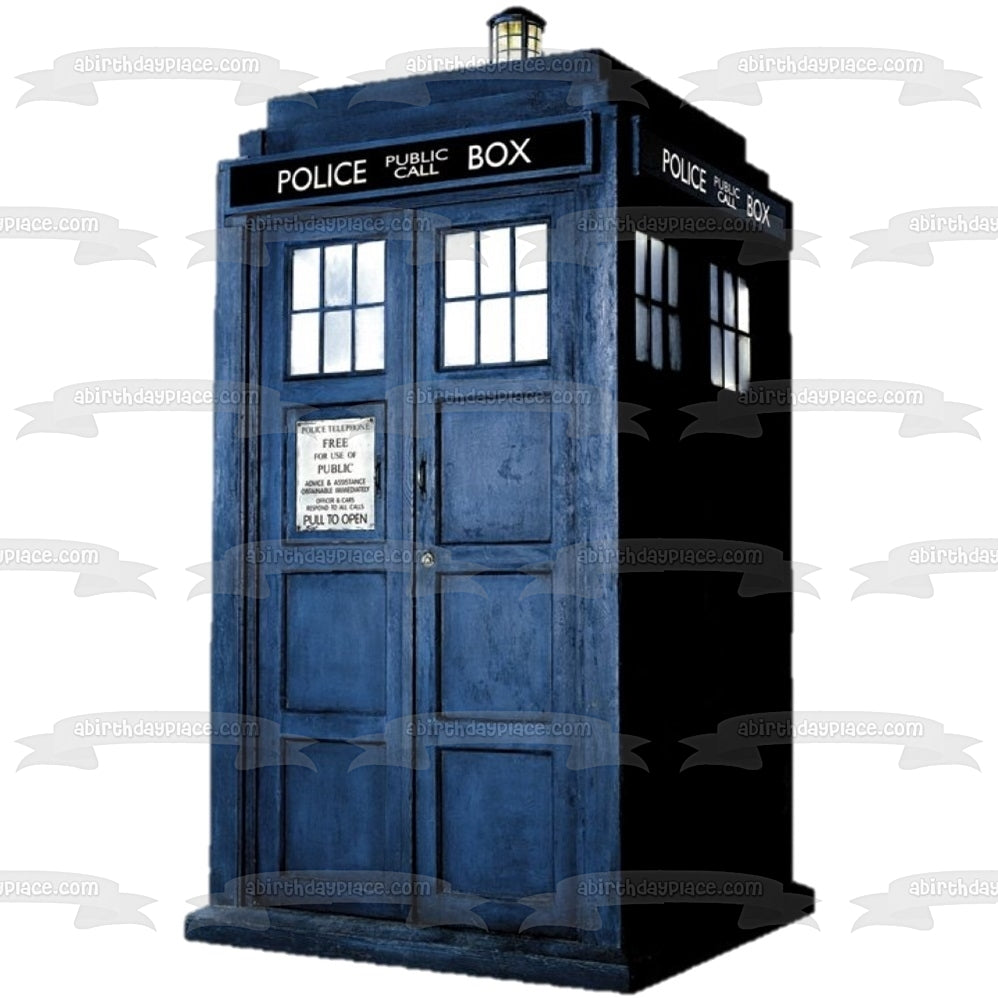 Doctor Who Police Box Time Travel Machine Edible Cake Topper Image ABPID06352
