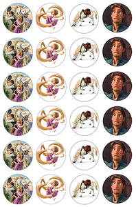 Tangled Rapunzel Maximus Flynn Ryder Frying Pan Sword Edible Cupcake Topper Images ABPID06430