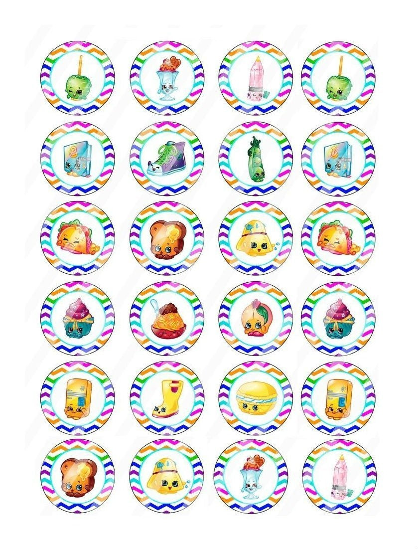 Shopkins Apple Blossom Cupcake Princess Buttercup Rainbow Bite Sweet Pea Edible Cupcake Topper Images ABPID06473