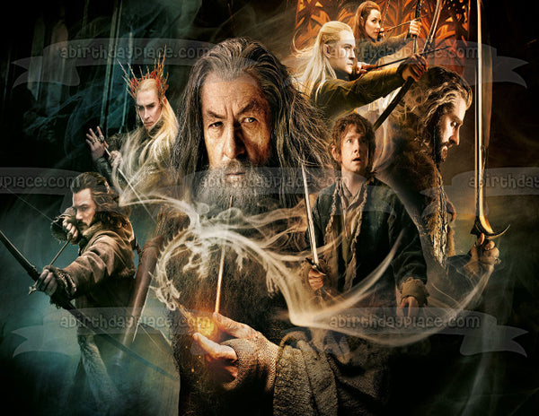 The Hobbit Gandalf Bilbo Thorin Legolas Thranduil Tauriel and Bard Edible Cake Topper Image ABPID06498