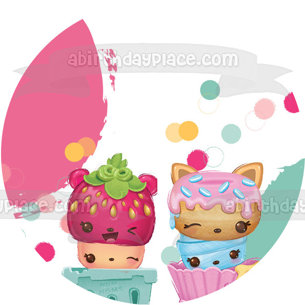Num Noms 2 Nana Berry Cory Custard Sadie Seeds Blue and Razz Gloss Up Edible Cake Topper Image ABPID06559