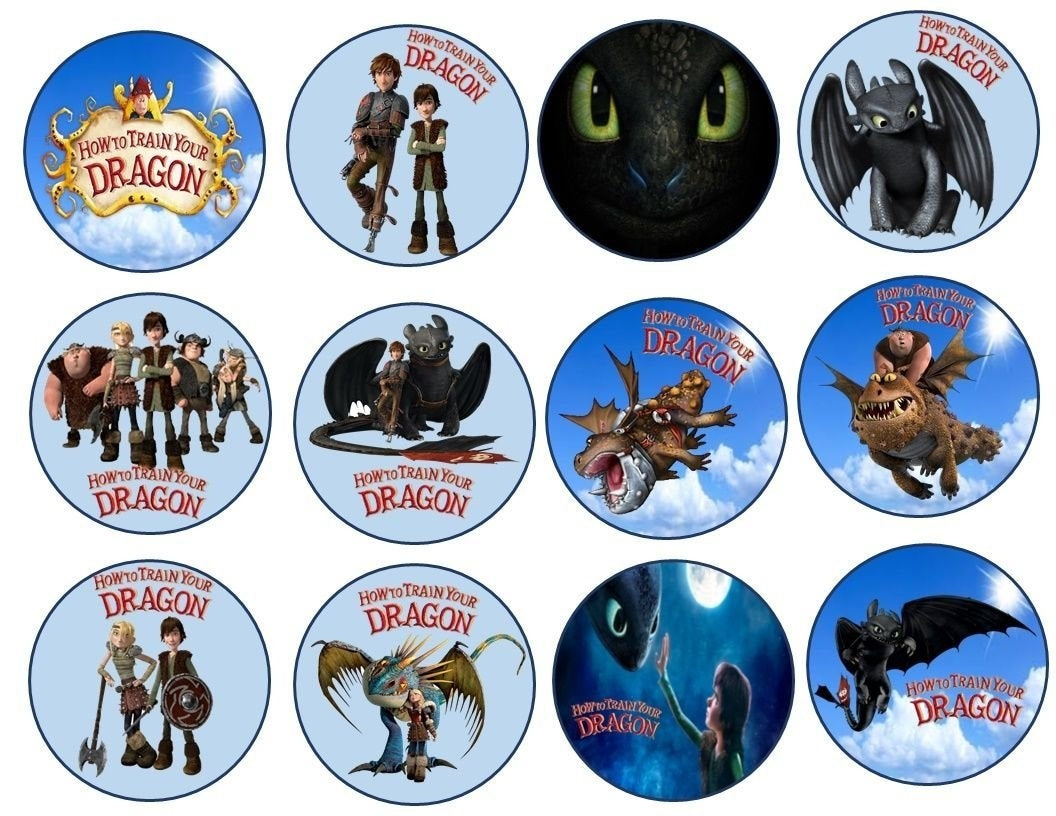How to Train Your Dragon Fishlegs Hiccup Astrid Toothless Edible Cupcake Topper Images ABPID06689