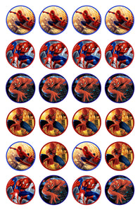 Spider-Man Climbing and Casting Webs Edible Cupcake Topper Images ABPID06734