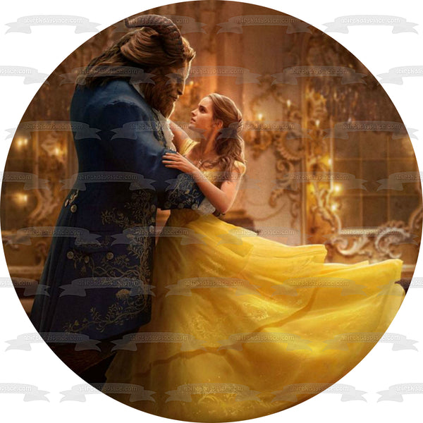 Beauty and the Beast Belle Dancing with the Beast Edible Cake Topper Image ABPID06737