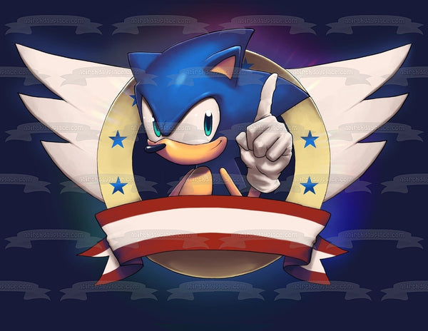 Sonic the Hedgehog Wings Stars and a Red Banner Edible Cake Topper Image ABPID06767
