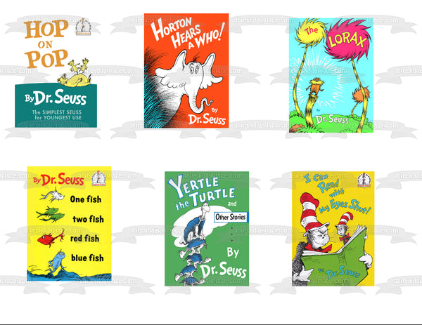 Dr. Seuss Book Covers the Lorax Hop on Pop and Horton Hears a Who Edible Cake Topper Image ABPID06831