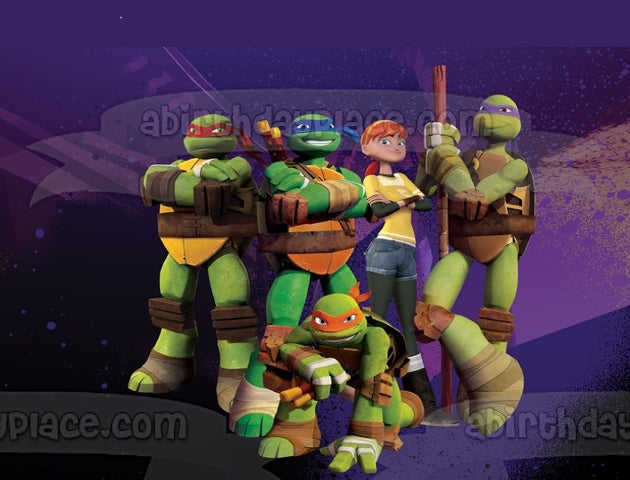 Teenage Mutant Ninja Turtles Donatello Michaelangelo Leonardo Raphael Tmnt and April O'Neill Tmnt Edible Cake Topper Image ABPID06833