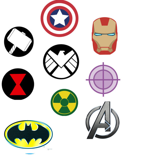 Superhero Logos Captain America Batman Iron Man Thor Edible Cupcake Topper Images ABPID07023