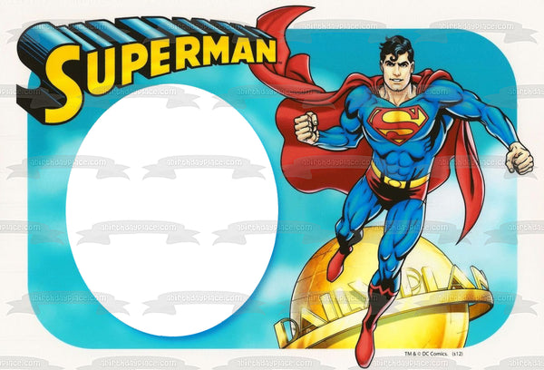 Superman Personalize Edible Cake Topper Image Frame ABPID07117