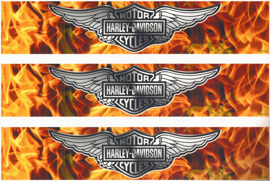 Motocicletas Harley Davidson Logo Fondo de fuego Adorno comestible para tartas Tiras de imágenes ABPID07165