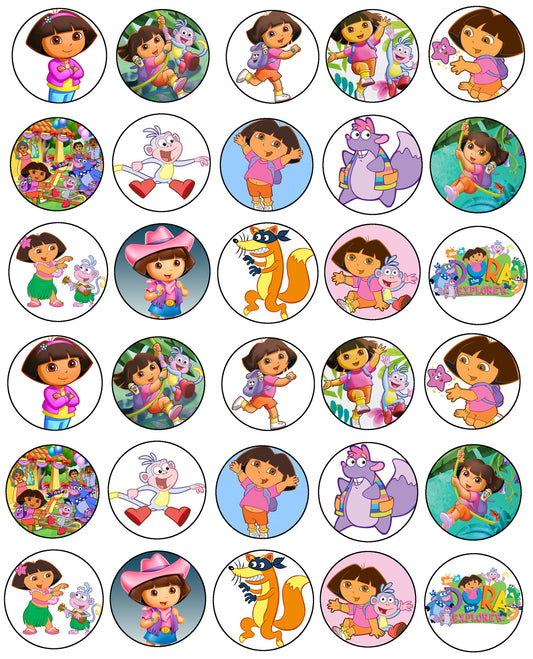 Dora la Exploradora Botas Swiper Mochila y Tico Imágenes comestibles para cupcakes ABPID07180 
