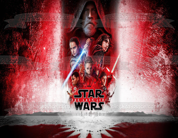 Star Wars the Last Jedi Luke Skywalker Rey Kylo Ren General Hux Leia and Lightsabers Edible Cake Topper Image ABPID07219
