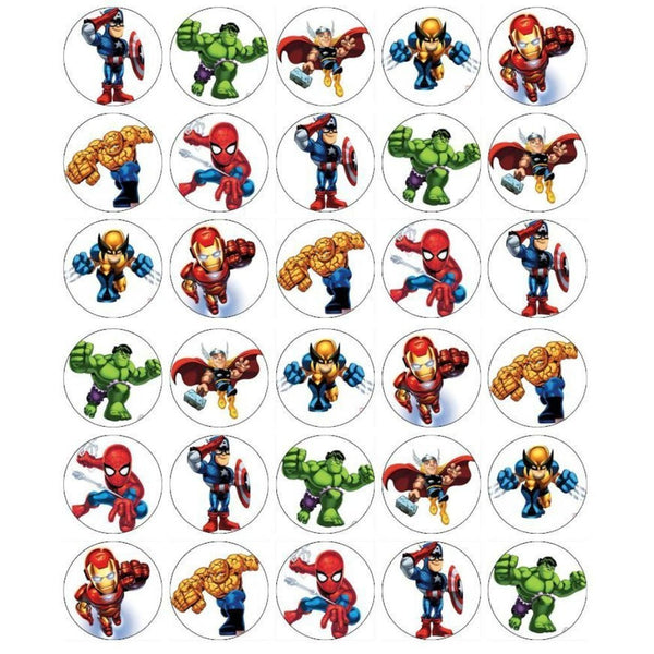 Marvel Baby Iron Man Thor the Hulk Spider-Man Captain America Edible Cupcake Topper Images ABPID07222