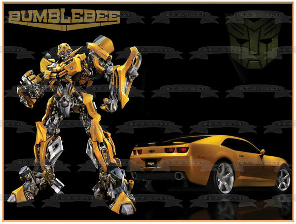 Transformers Bumblebee Autobot Goldwheels Chevy Edible Cake Topper Image ABPID07236