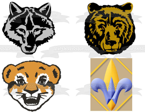 Cub Scouts Logo Webelos Wolf Bear and a Baby Cub Edible Cake Topper Image ABPID07243