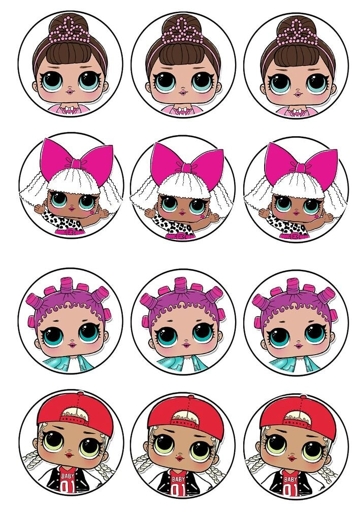 LOL. Surprise Diva M.C. Swag Fancy and Roller sk8ter Edible Cupcake Topper Images ABPID07308
